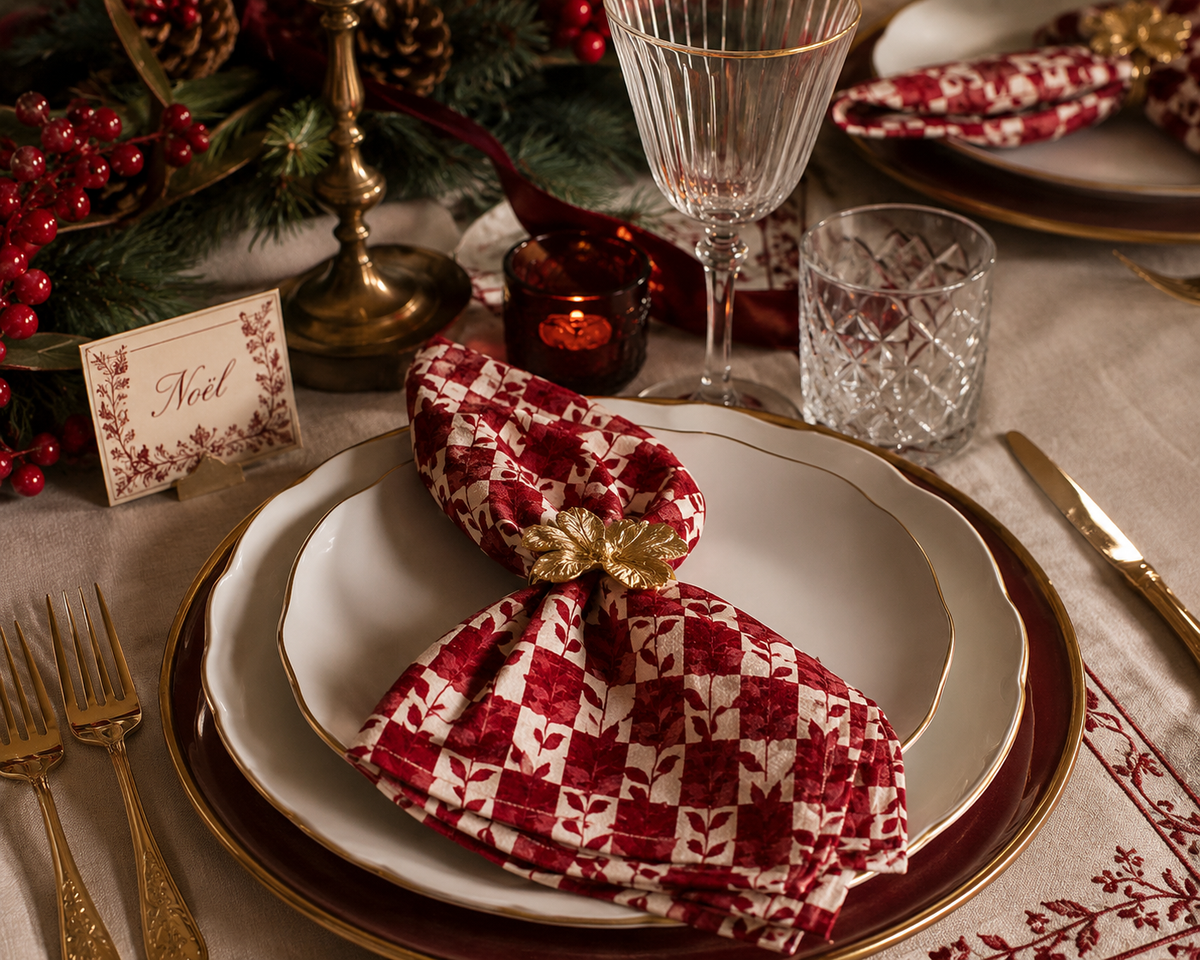 Maison Noël Christmas Napkins | Cotton, Silk or Polyester