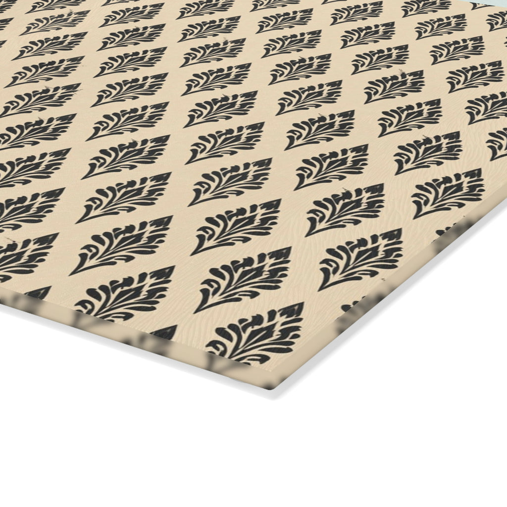 Neutral Geometric Ikat Pattern Glass Cutting Board | Boho Kitchen Décor