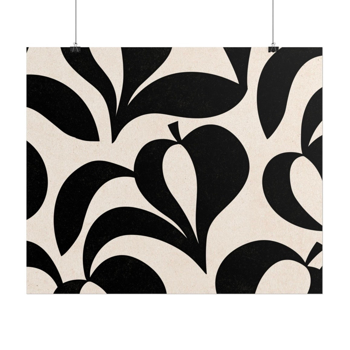 Black Apple Pattern Rolled Poster | Retro Botanical Wall Art