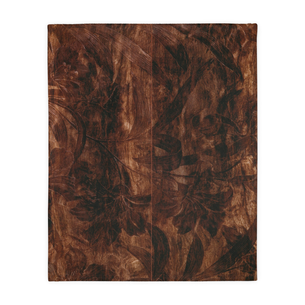 Brown Abstract Marble Swirl Blanket | Velveteen Microfiber Throw