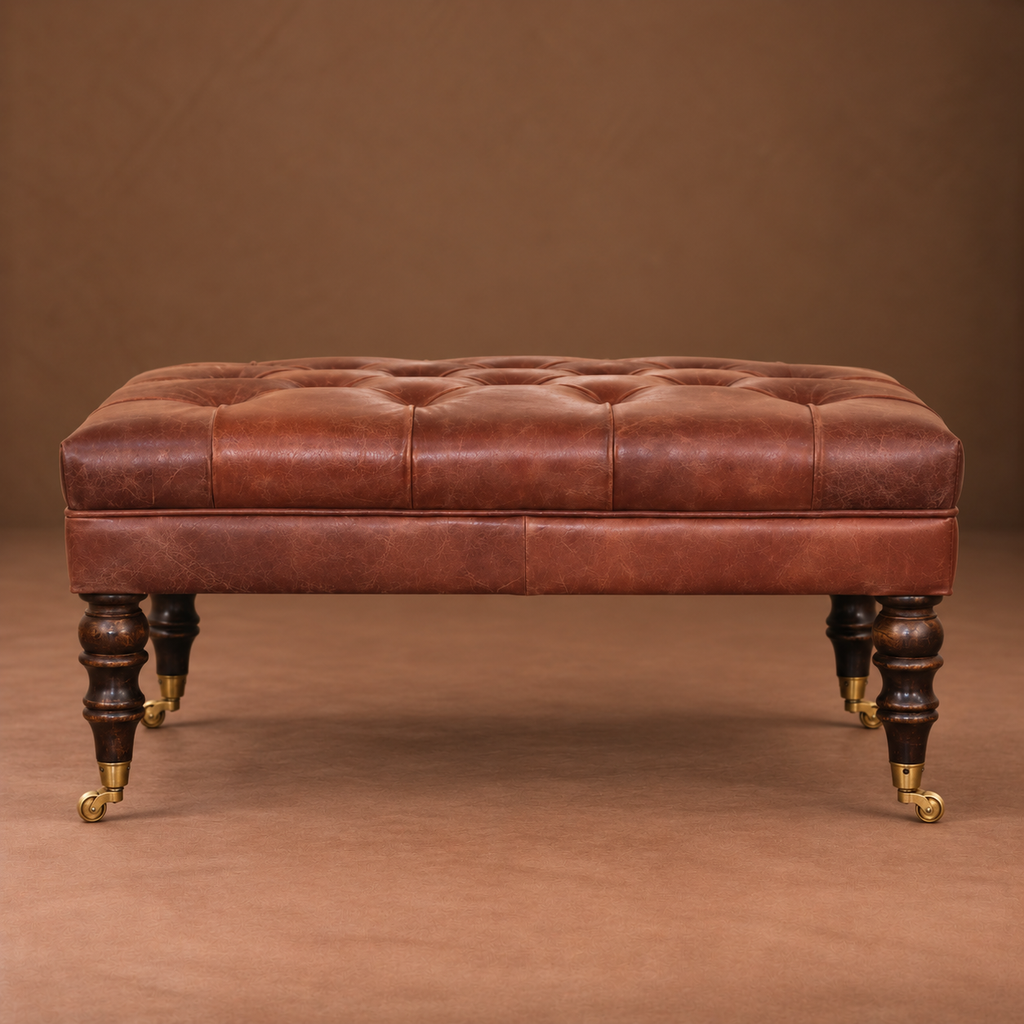The Cavendish Buffalo Leather Ottoman