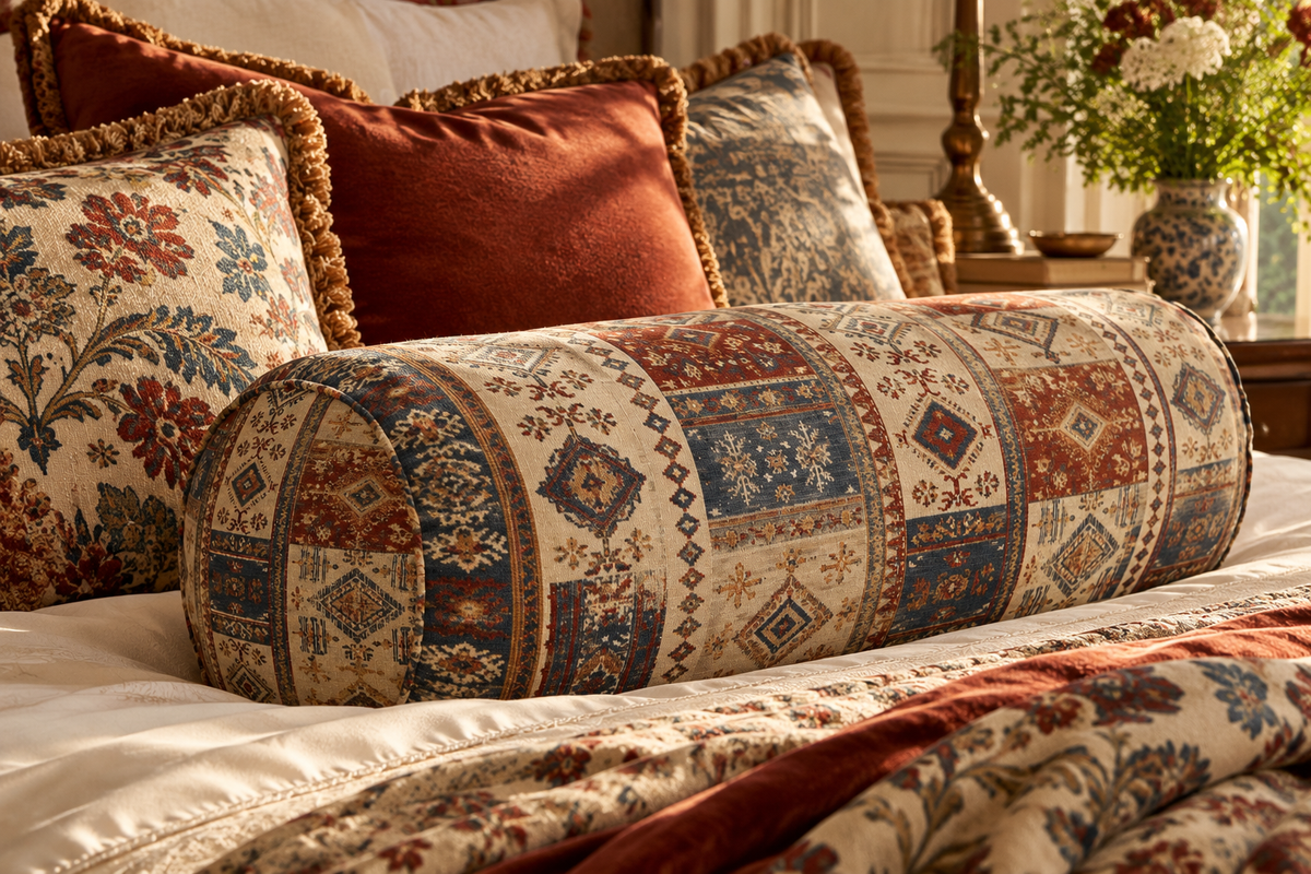 Hadley Big Bolster Pillow – Heritage Tapestry Cylinder Cushion