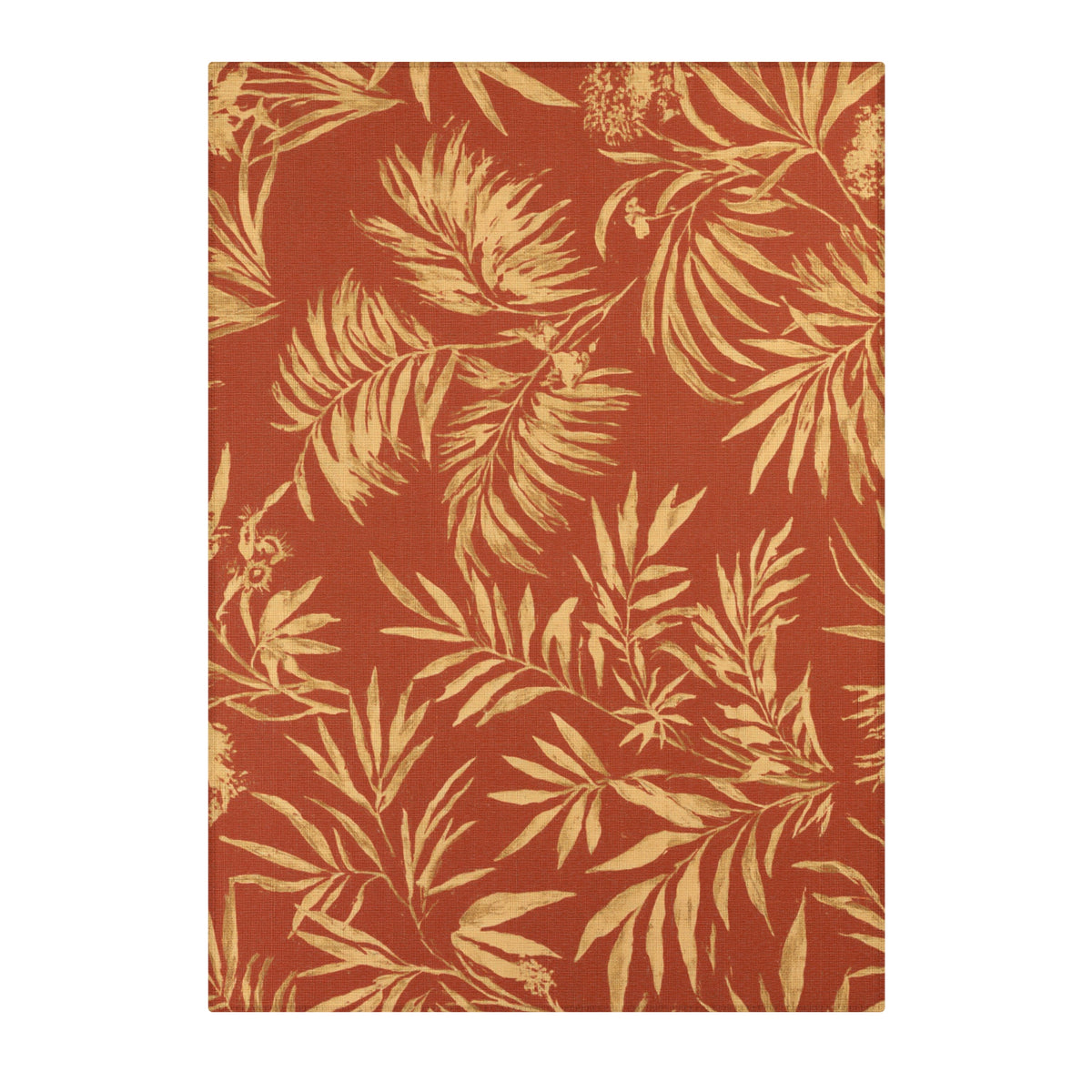 Tropical Palm Leaf Area Rug | Rust and Beige Botanical Floor Mat