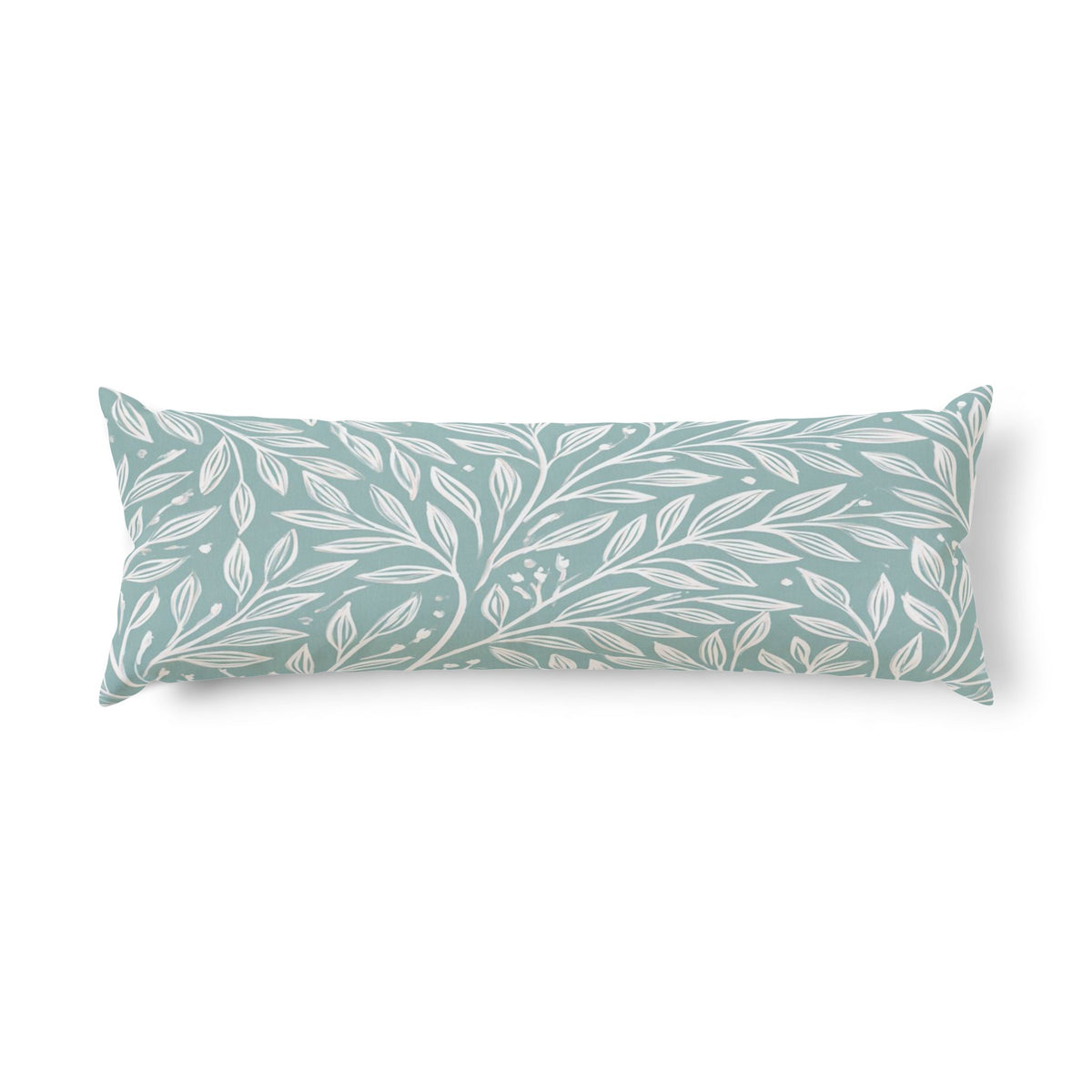 Seafoam Leaf Pattern Body Pillow | Botanical Vines, Pastel Green