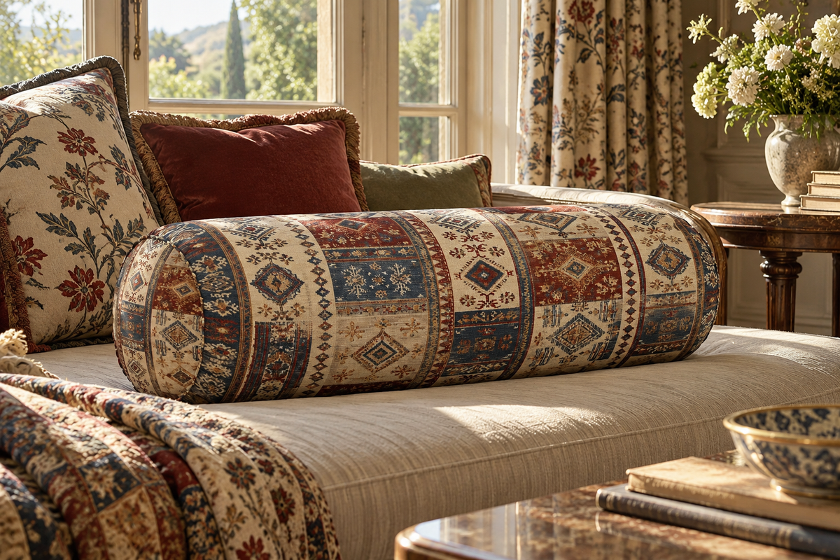 Hadley Big Bolster Pillow – Heritage Tapestry Cylinder Cushion