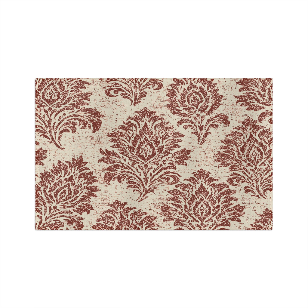 Rust Damask Pattern Microfiber Tea Towel | Vintage Floral Kitchen Linen