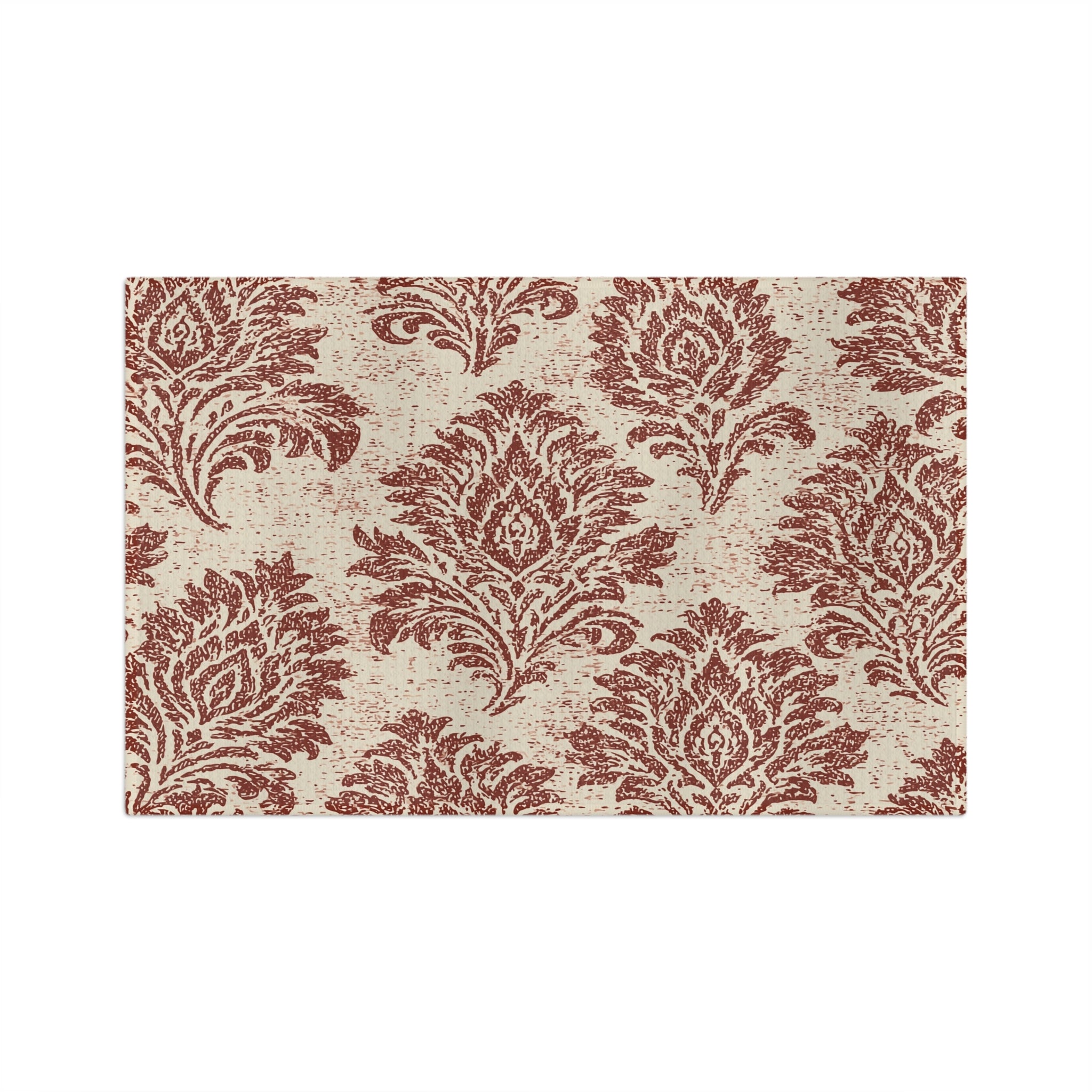 Rust Damask Pattern Microfiber Tea Towel | Vintage Floral Kitchen Linen