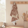 Rust Damask Pattern Microfiber Tea Towel | Vintage Floral Kitchen Linen