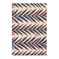 Blue Red Palm Leaf Area Rug | Tropical Botanical Pattern