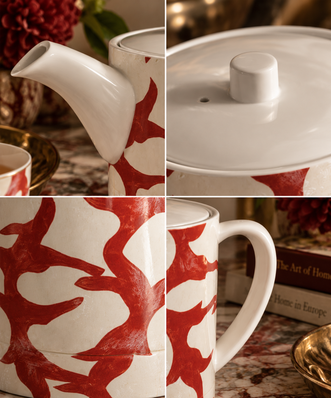 Rosso Corallo Bone China Teapot