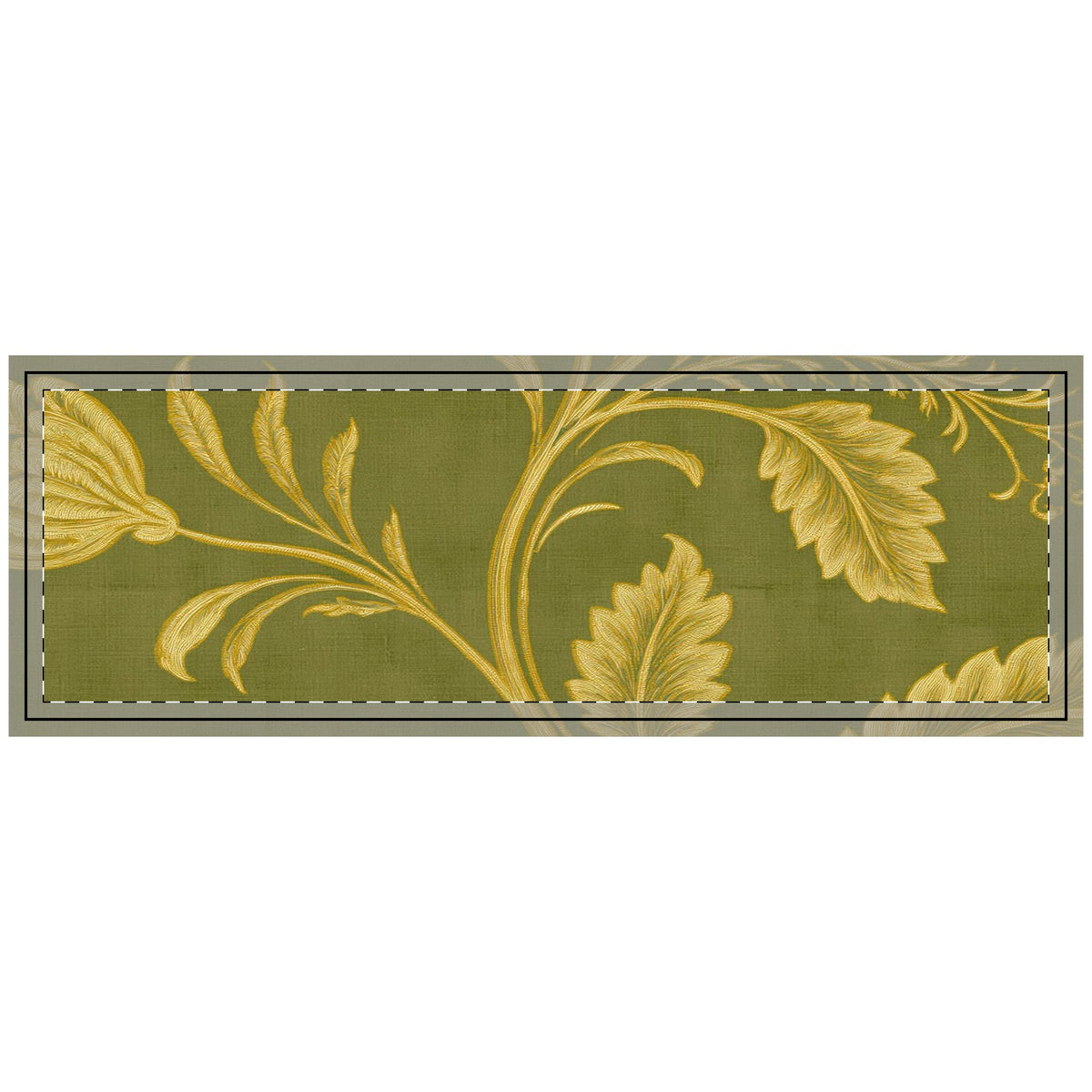 Yellow Floral Vine Quilted Bed Runner | Green Damask Accent