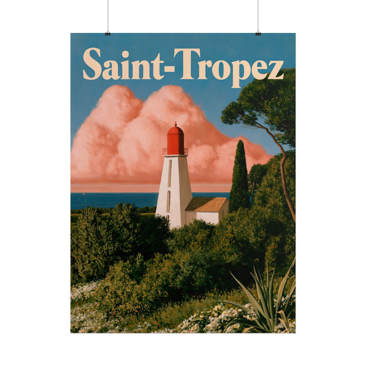 Saint-Tropez Lighthouse Poster | Vintage Travel Art, Coastal Wall Decor