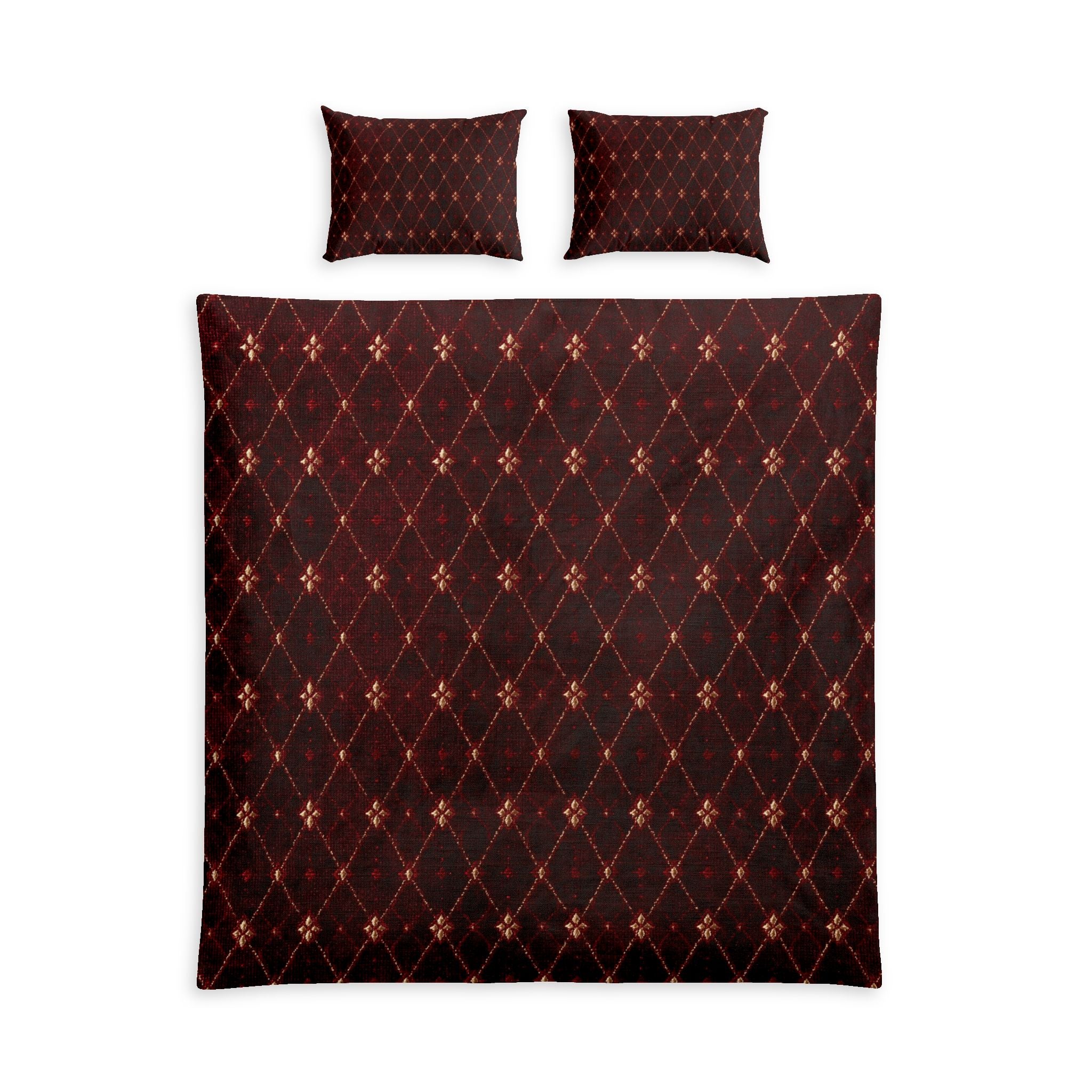 Red Diamond Lattice Bedding Set | Cotton Duvet Cover & Pillowcases