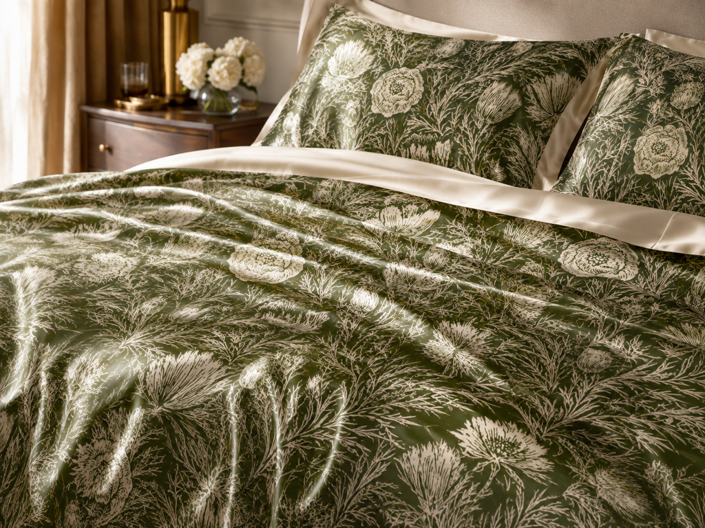 Verdant Thistle Garden Silk Bed Set