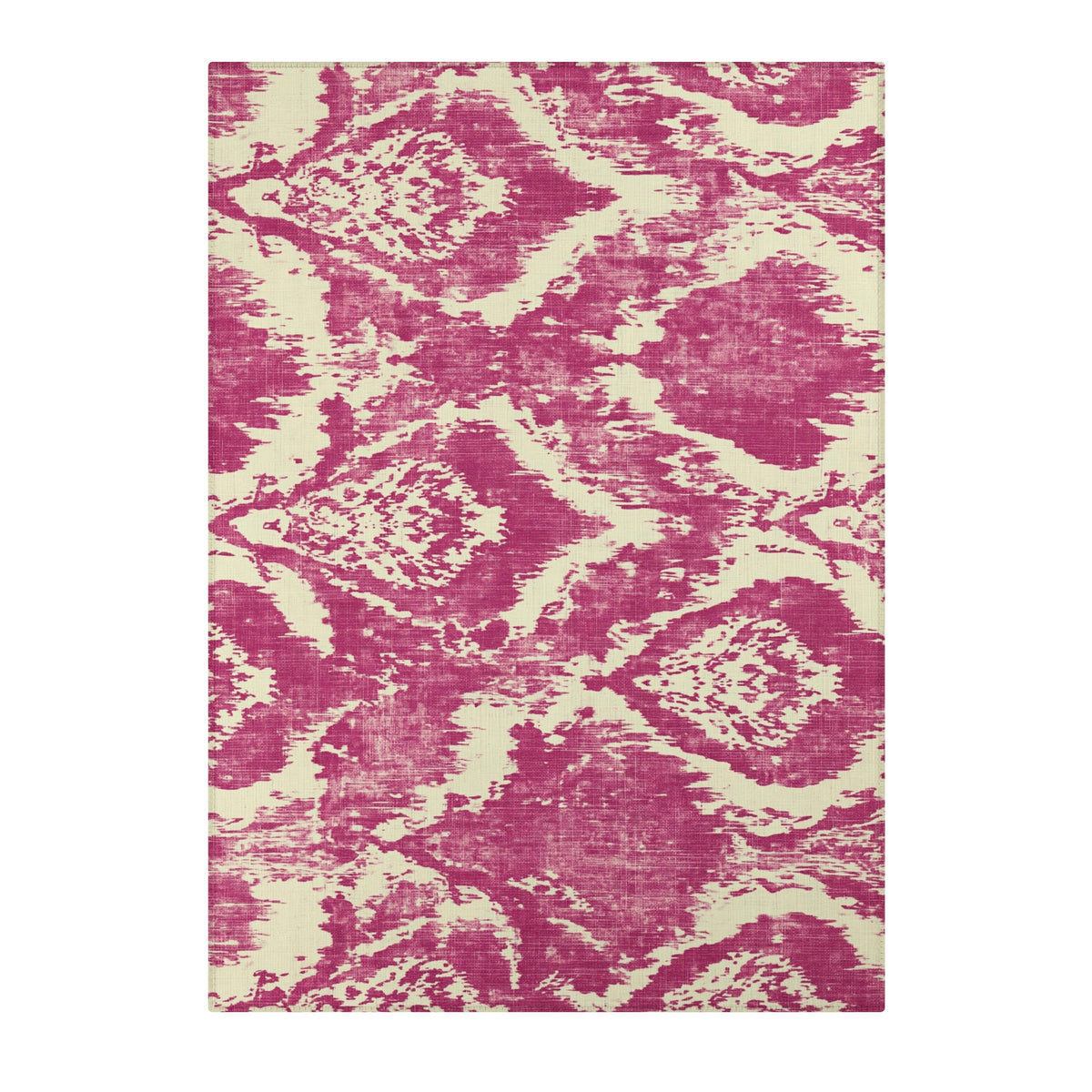 Pink Ikat Pattern Area Rug | Boho Vintage Distressed Rug
