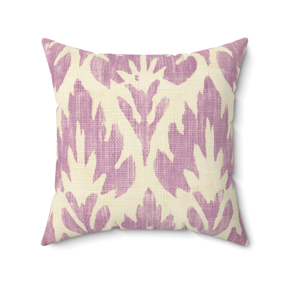 Lavender Ikat Pattern Faux Suede Square Pillow