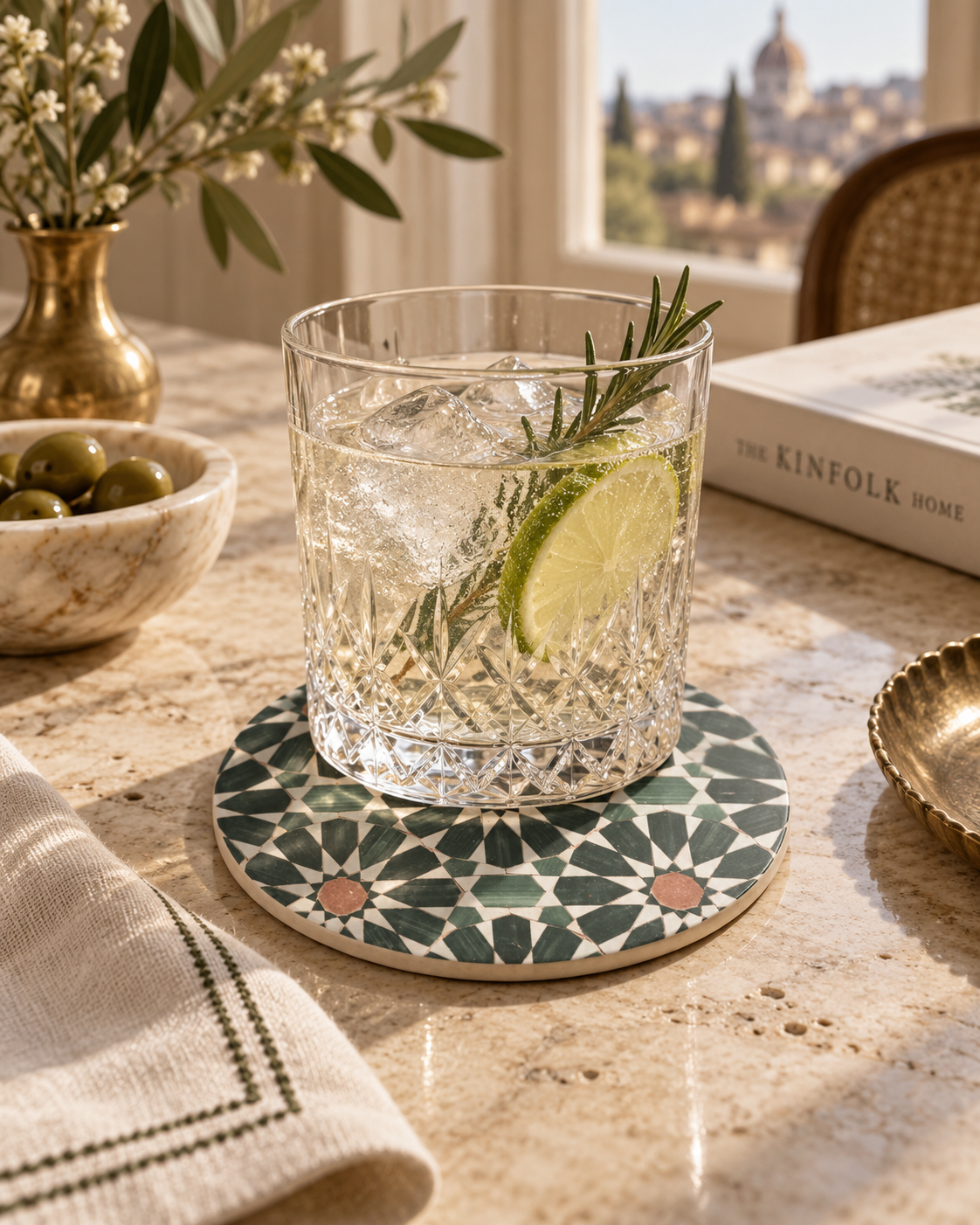 Verde Zellige Ceramic Coaster