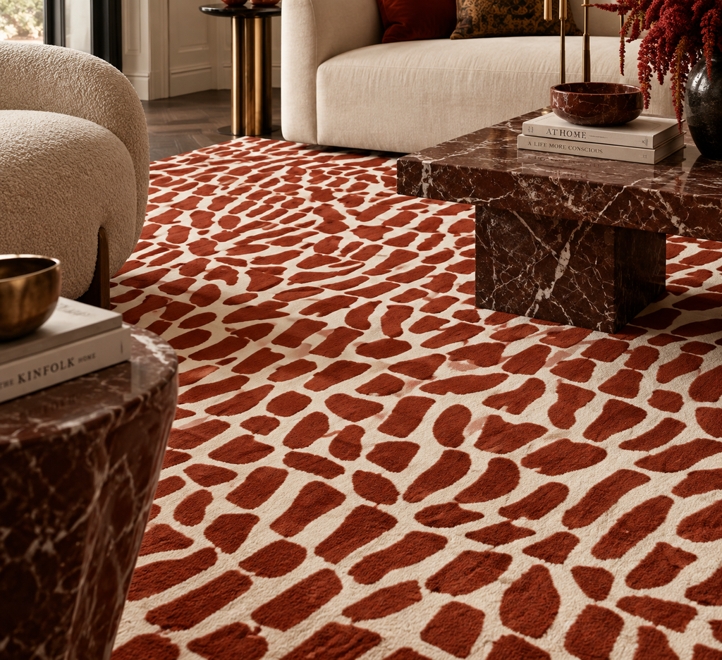 Rust Leopard Print Area Rug | Animal Print Accent Rug