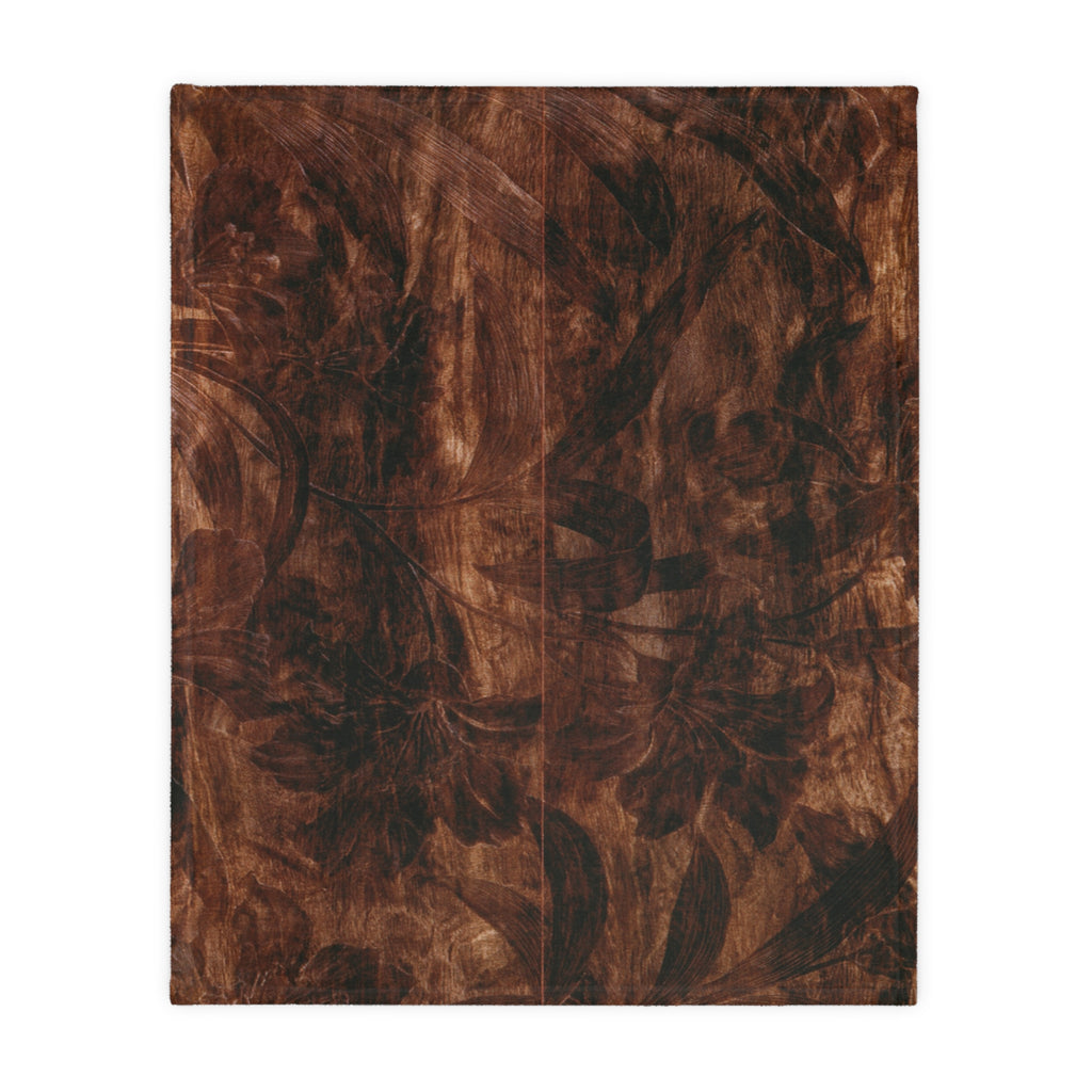 Brown Abstract Marble Swirl Blanket | Velveteen Microfiber Throw