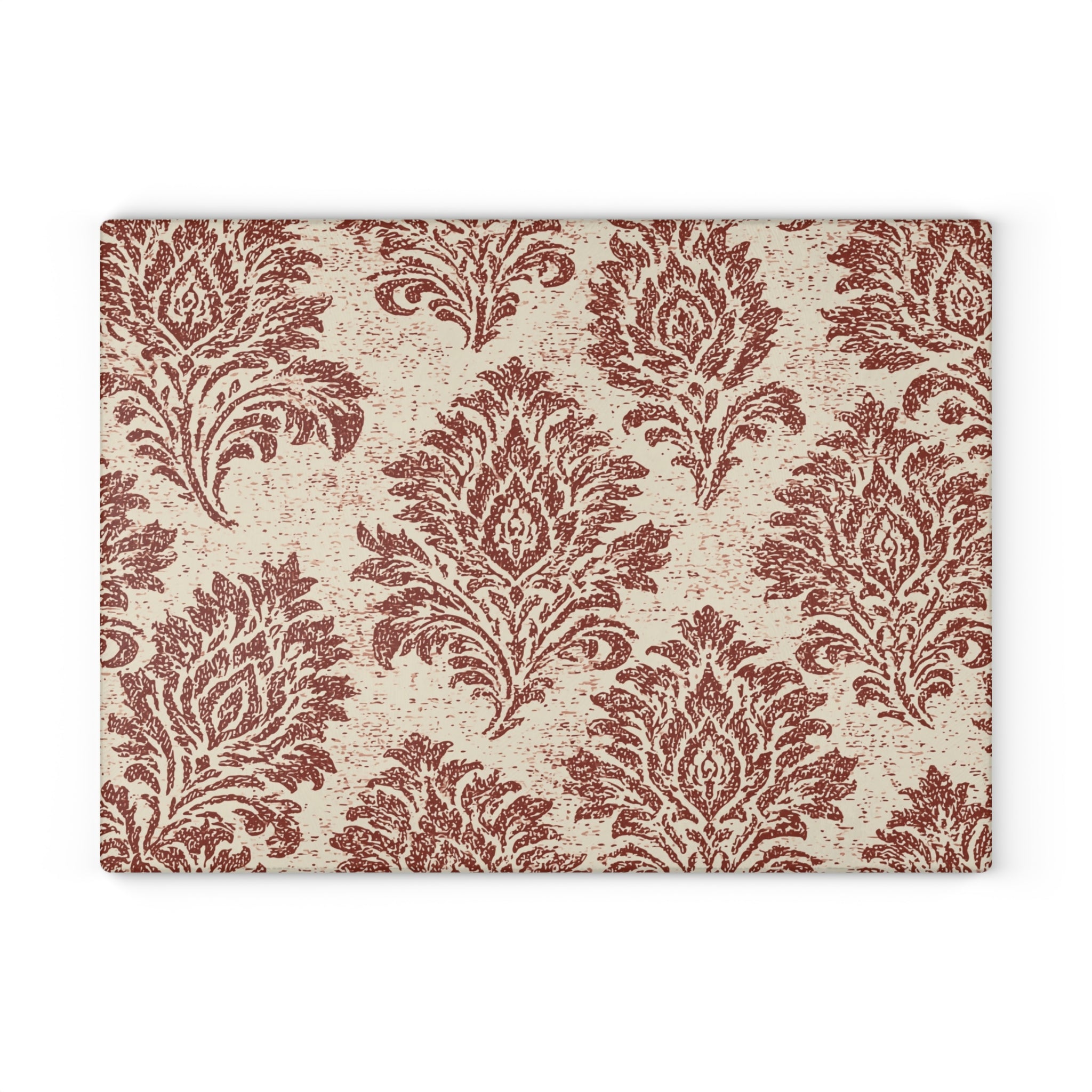 Vintage Damask Pattern Glass Cutting Board | Rustic Floral Kitchen Decor