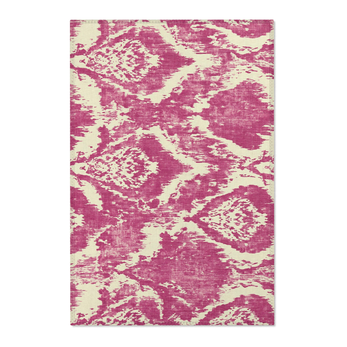 Pink Ikat Pattern Area Rug | Boho Vintage Distressed Rug