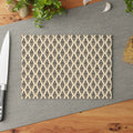 Neutral Geometric Ikat Pattern Glass Cutting Board | Boho Kitchen Décor