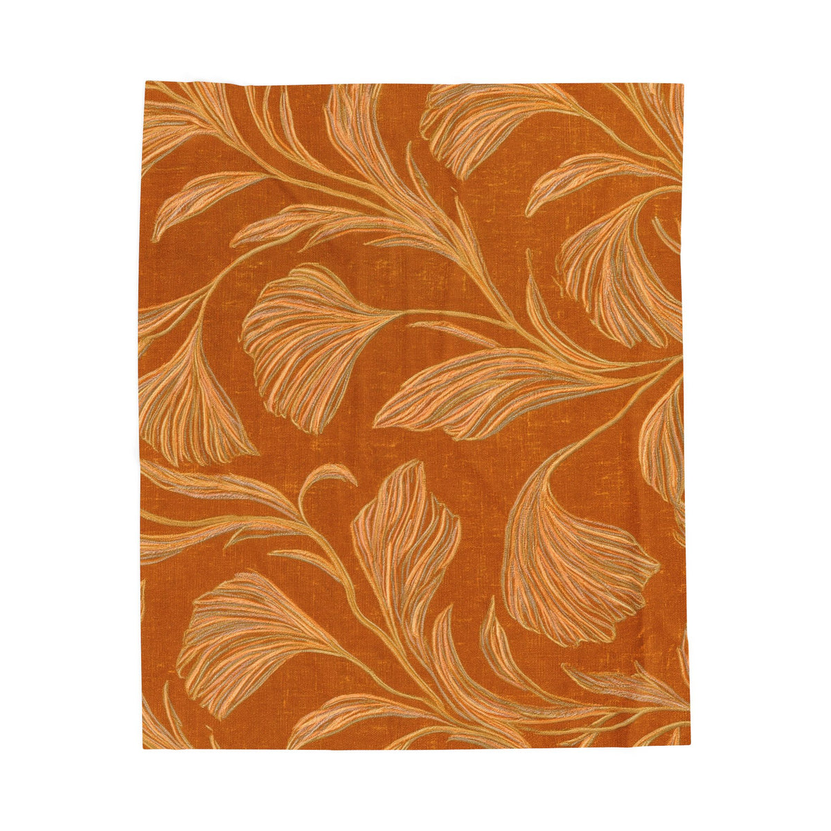 Golden Ginkgo Leaves Velveteen Plush Blanket | Autumn Botanical Throw