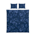 Navy Floral Damask Duvet Cover Set Cotton Bed Set | Blue Vintage Botanical Pattern