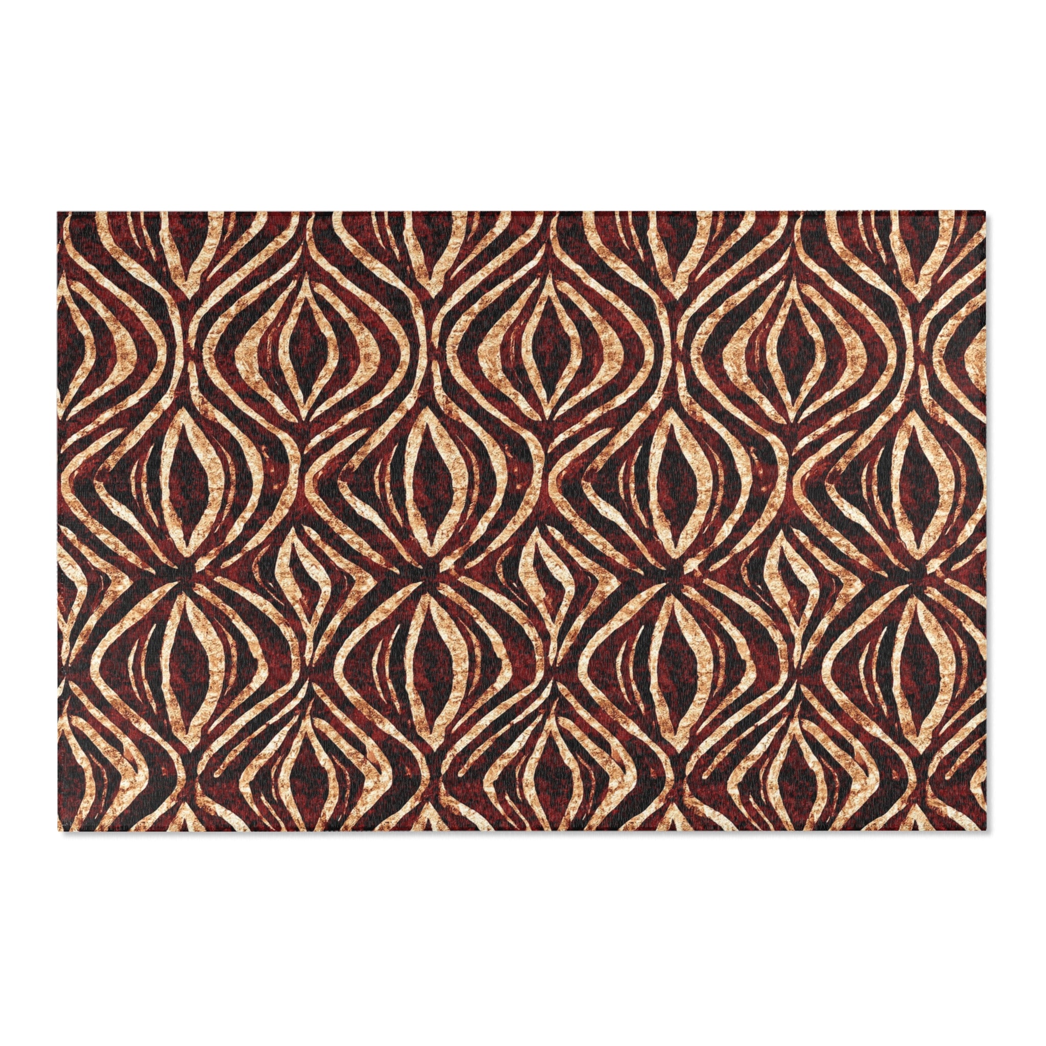 Abstract Geometric Teardrop Pattern Area Rug | Brown Beige Retro Motif