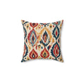 Bohemian Ikat Tile Pillow | Square Throw Pillow, Suede-Look Accent