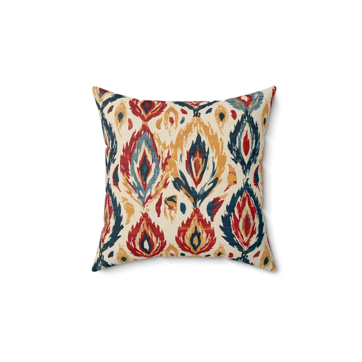 Bohemian Ikat Tile Pillow | Square Throw Pillow, Suede-Look Accent