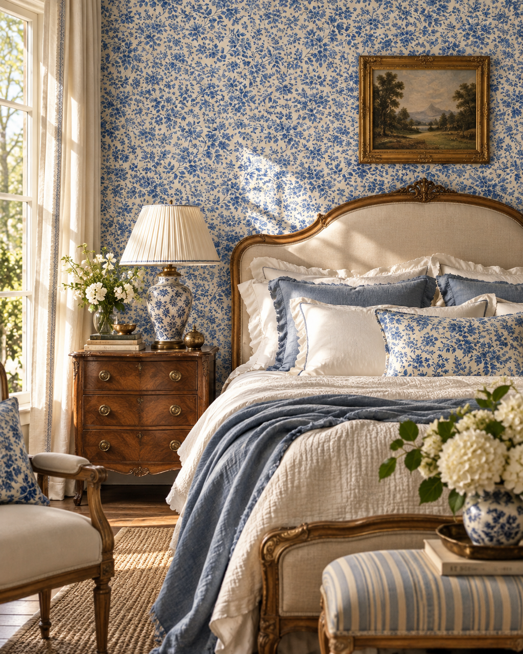 Château Bleu Botanical Wallpaper