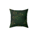 Green Botanical Sprig Pillow | Faux Suede Square Pillow