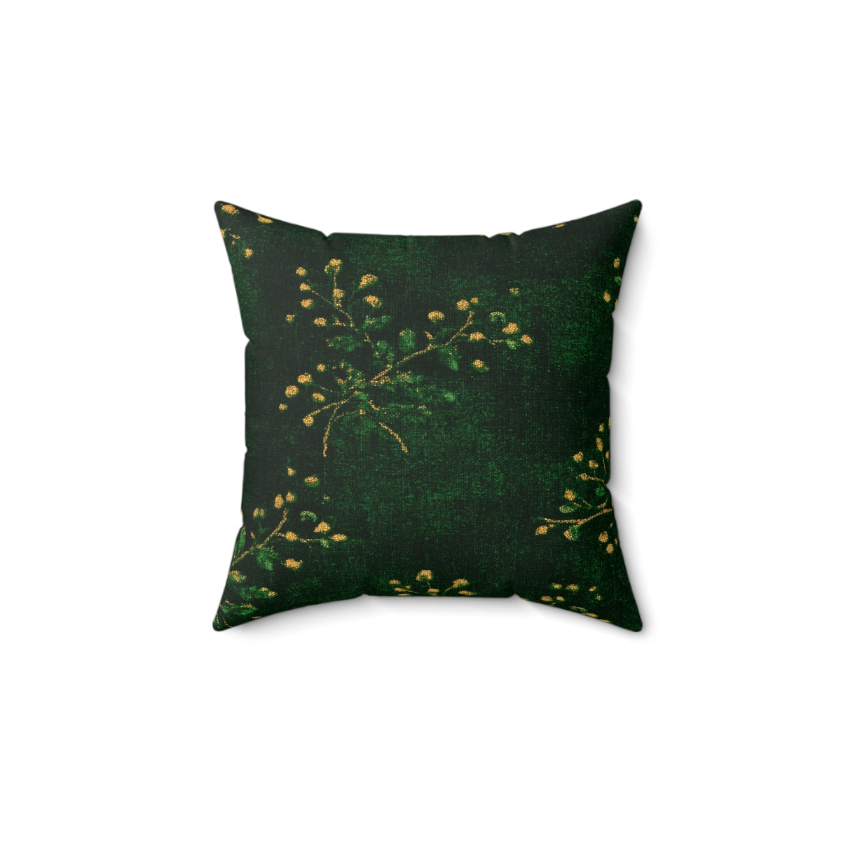 Green Botanical Sprig Pillow | Faux Suede Square Pillow