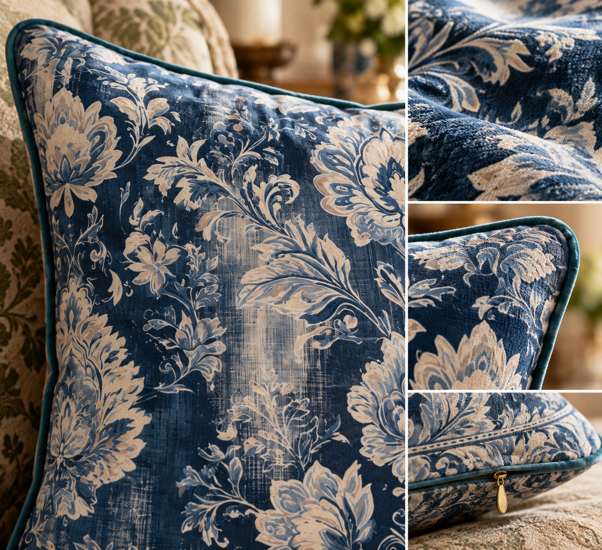 Beatrice Blue Velvet Cushion | English Country House