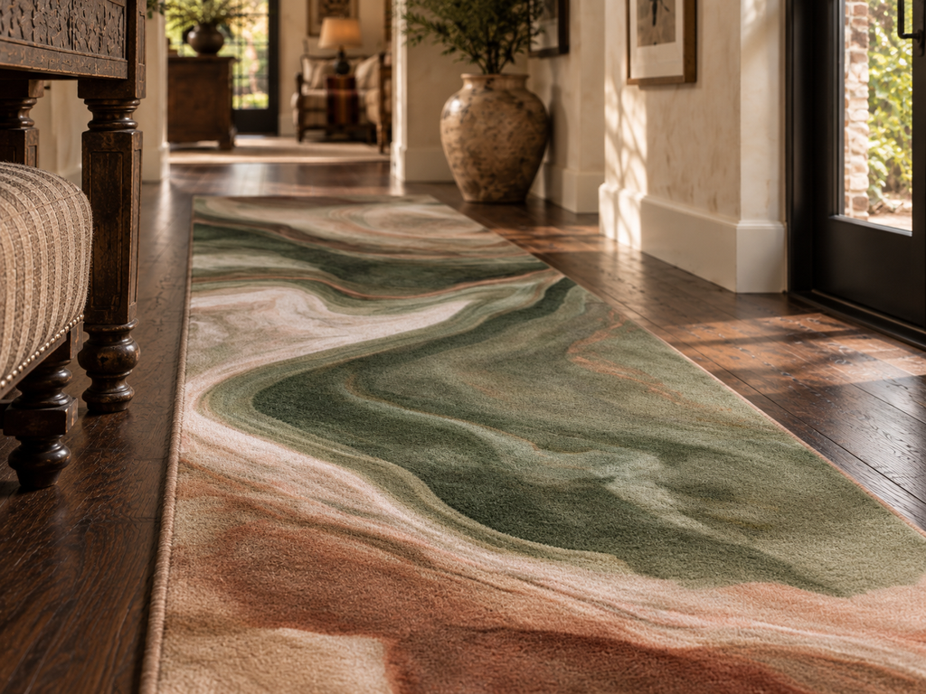 Earth Tone Marble Swirl Area Rugs | Abstract Fluid Art Rug