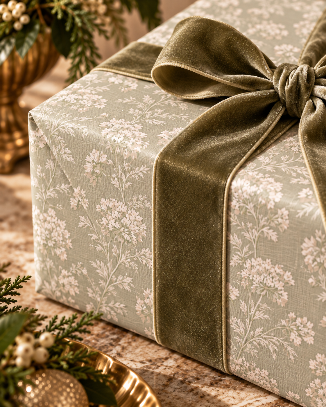 Vintage Floral Toile Wrapping Paper Roll | Gift Wrap