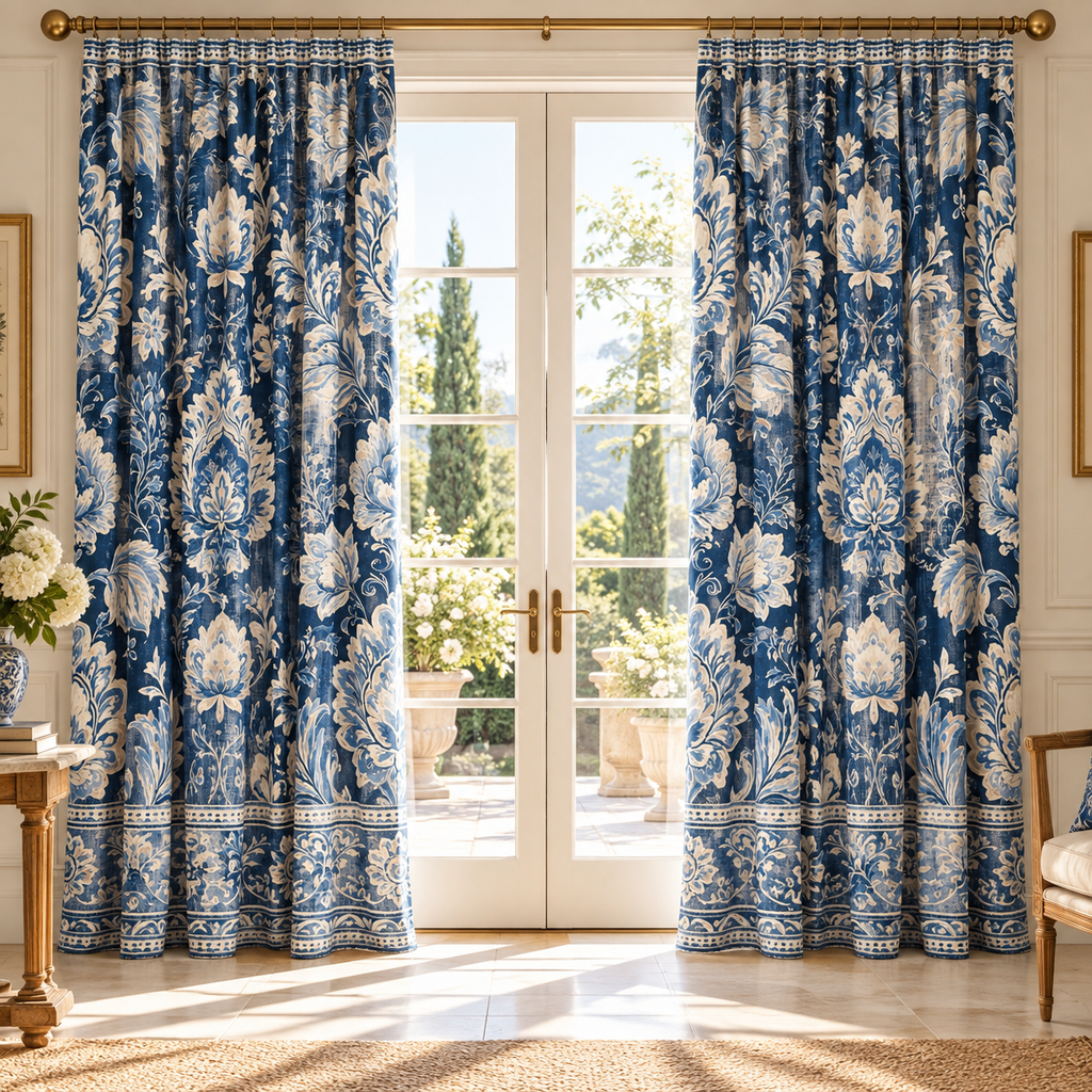 Blue Rose Curtains | 104” W × 84” L