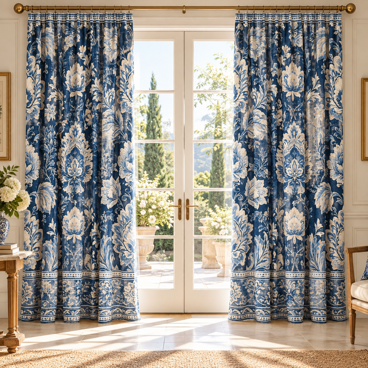 Blue Rose Curtains | 104” W × 84” L