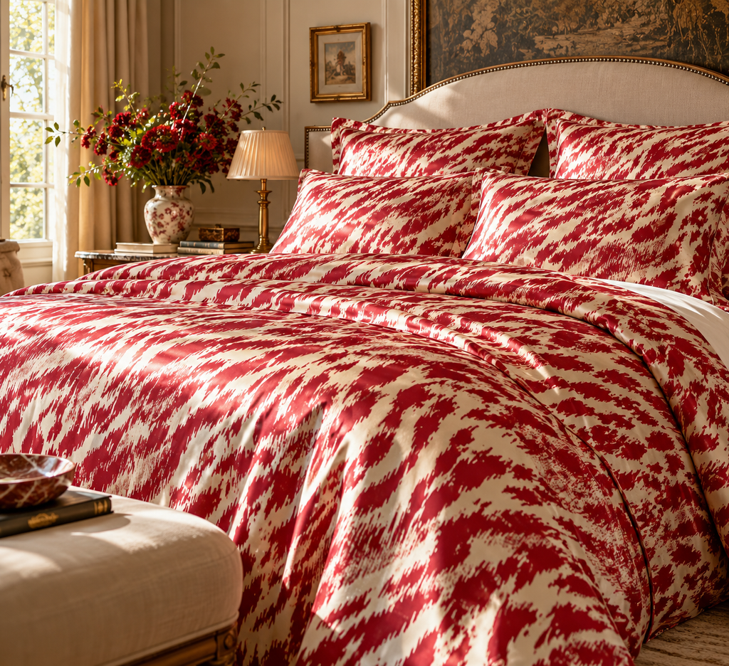 Scarlet Wycliffe Silk Duvet Cover Set