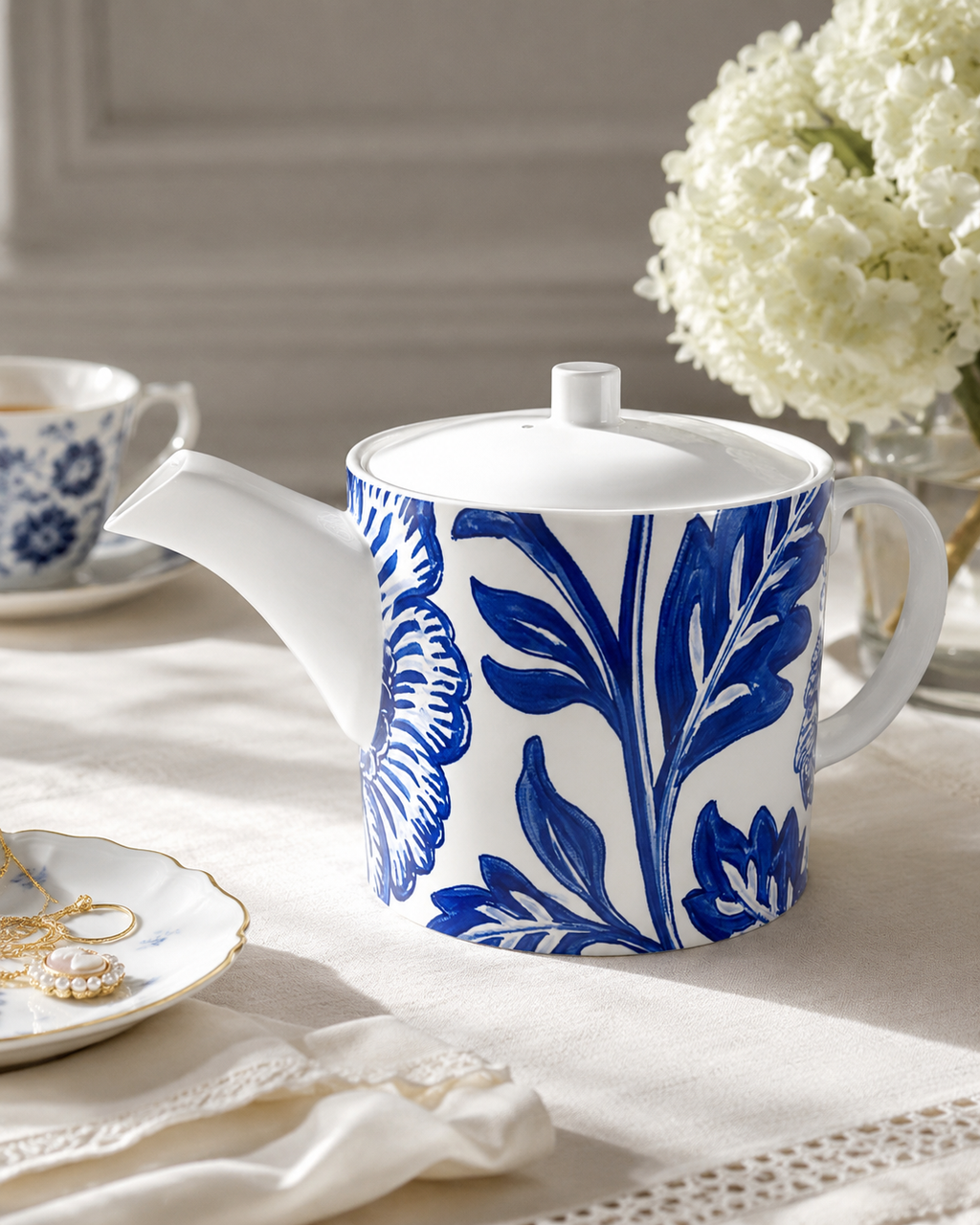 Cobalt Garden Bone China Teapot