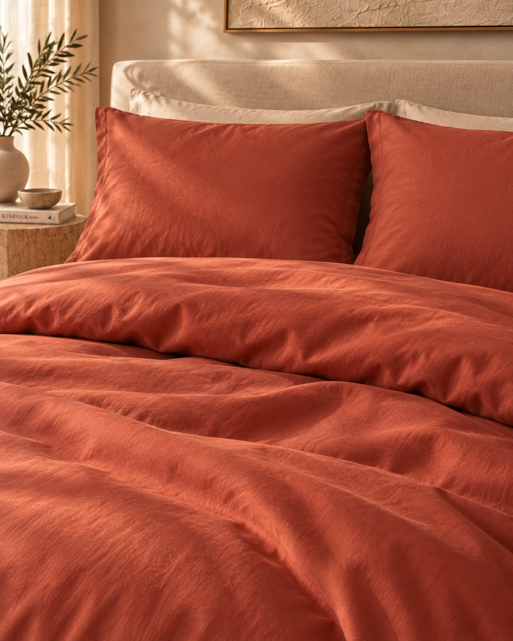 Terracotta Solid Cotton Duvet Cover Set | Rust Orange Bedding