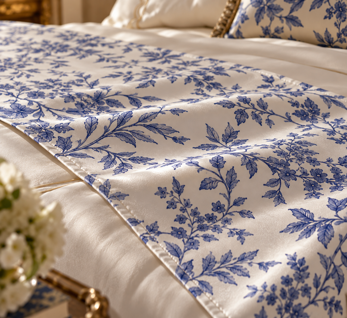 Blue Hairloom Bed Runner