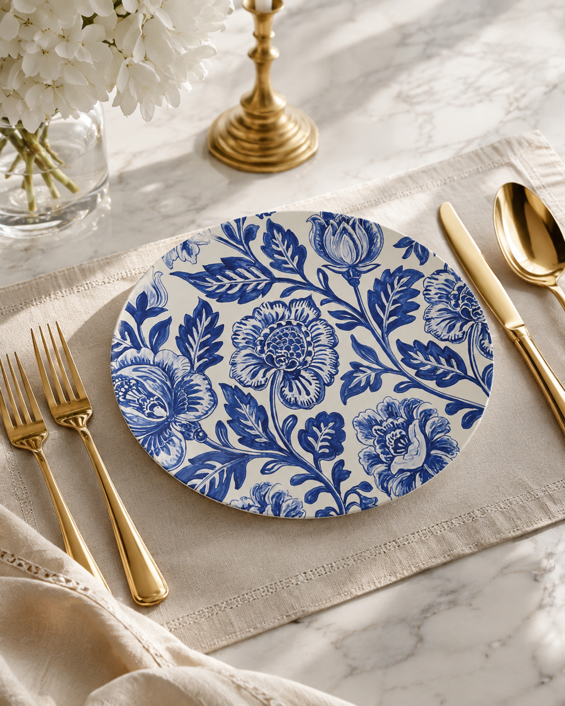 Cobalt Garden China Plates