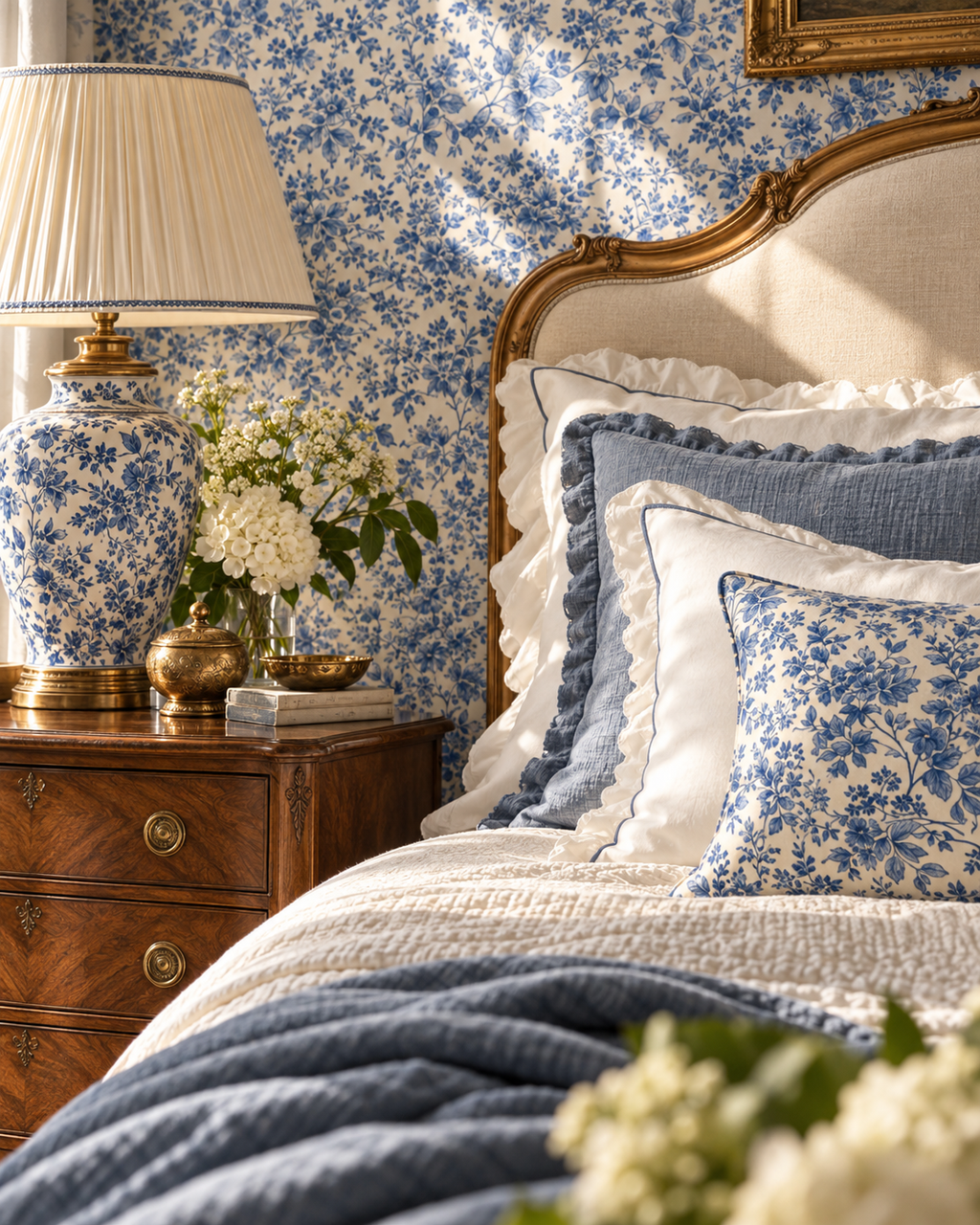 Château Bleu Botanical Wallpaper