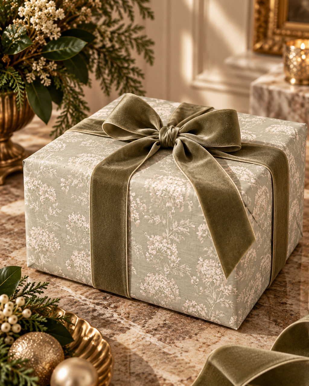 Vintage Floral Toile Wrapping Paper Roll | Gift Wrap