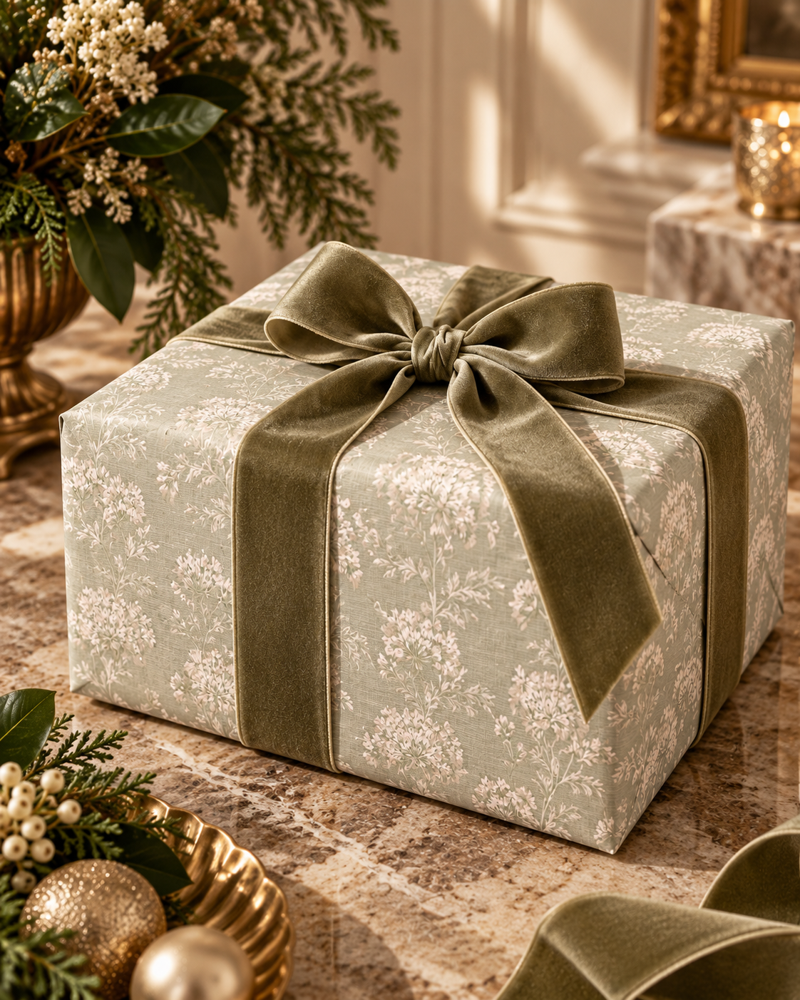 Vintage Floral Toile Wrapping Paper Roll | Gift Wrap