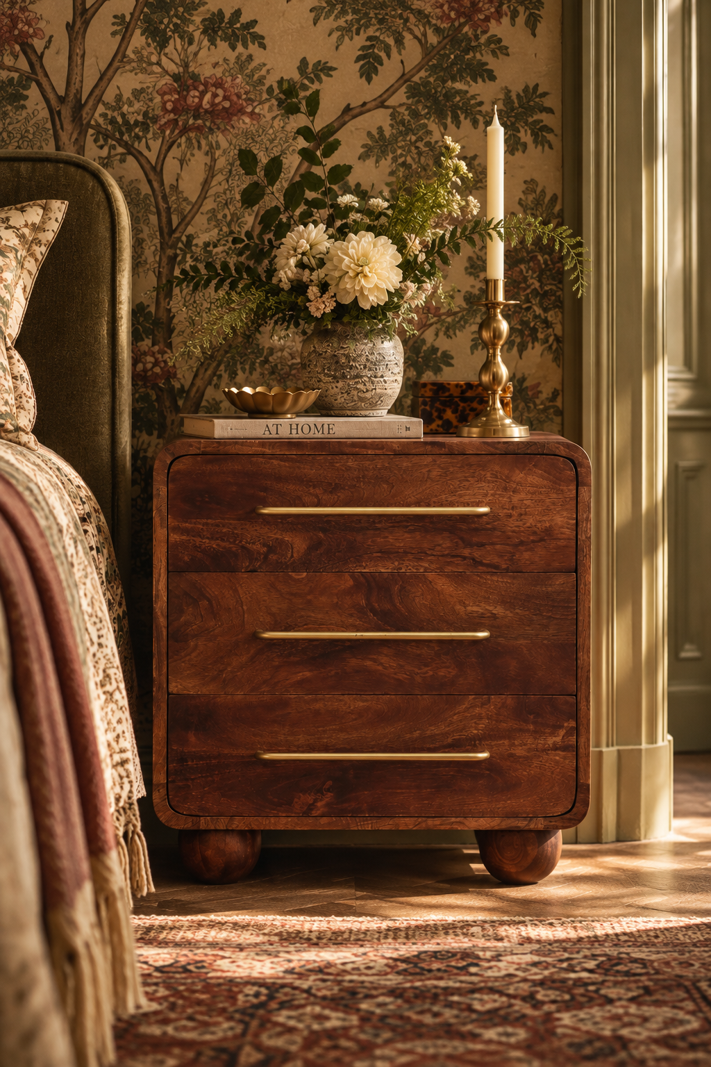 Monty Rounded 3-Drawer Chest in Solid Mango Wood | Winewood Oak