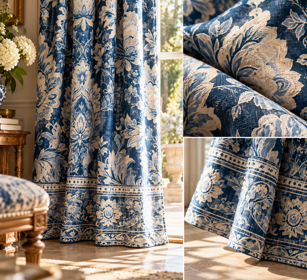 Blue Rose Curtains | 104” W × 84” L