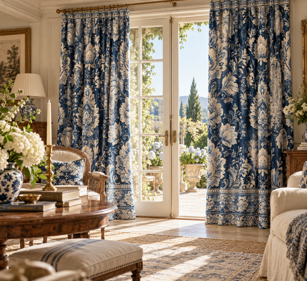 Blue Rose Curtains | 104” W × 84” L